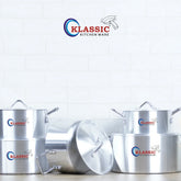 Klassic Aluminium Steel Crescent Series Excel Cooking Pots Set - Premium Cookware for Gas and Electric Stove, Easy to Clean, Durable - Klassic Kitchenware UK